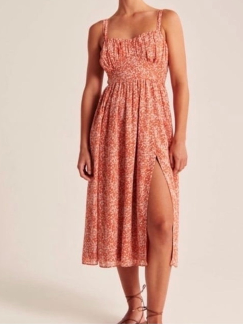 Abercrombie & Fitch Ruched Chiffon Midi Dress—XS